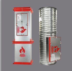 CASWELL FIRESAFE fire rated ductwork access doors installed on rectangular and spiral duct systems for inspection and maintenance