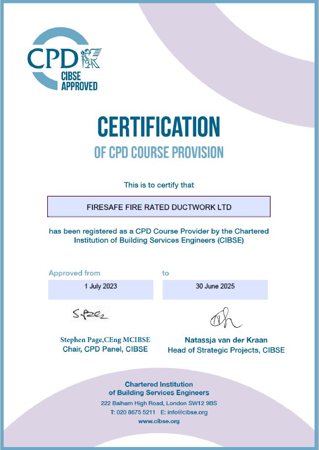 CIBSE CPD PROVDER CERTIFICATE