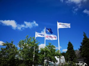 Flags at Caswell Group. Haslingden