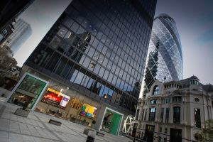 Aviva building and Gherkin in London