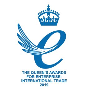 The Queen’s Awards for Enterprise International Trade 2019 logo awarded to CASWELL FIRESAFE fire rated ductwork manufacturer